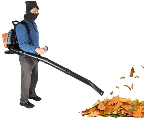 GCIUEMMH Benzin Laubbläser Rückentragbar - Tragbarer Laubbläser mit Leistungsstarker 2-Takt-Motor 63CC 2700W Laubbläser als Rucksack Kabelloser Gartenbläser Rucksack-Motorbläser für alle Jahreszeiten