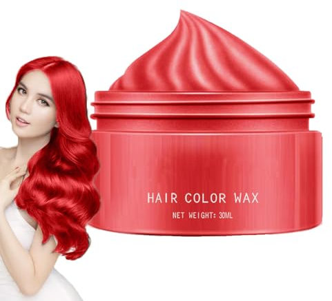 Cera de color de cabello rojo, cera de color de cabello temporal para cabello oscuro, crema de tinte de peinado temporal para hombres y mujeres, cera de peinado instantánea para cosplay de fiesta