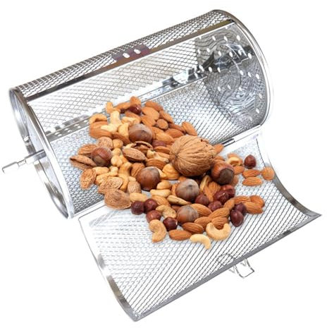 Rotisserie Basket- Peanutt Baking Rotary, Rotisserie Spit Rod Basket | Stainless Steel Grilled Cage Basket, Rotisserie Grill Rotary Baking Cage For Coffee Bean Bbq Grill Bakeware Tool Air Fryer