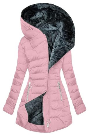 Manteaux Femme Hiver Manteau Zippé éPais Parka à Capuche Manteau Hiver Chaud Veste Long Fourrure Veste Chaud avec Capuche Fourrure Grande Taille Duvet en Coton éLéGant Doudoune Femme Hiver
