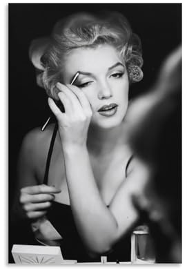 QZFNCOYU Marilyn Monroe schwarz-weißes Vintage-Kunstposter auf Leinwand, Wandkunst, Dekordruck, Gemälde für Wohnzimmer, Schlafzimmer, Dekoration, 20 x 30 cm