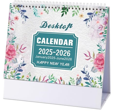 Bailinks Tischkalender 2025-2026, Monats-, Tagesplaner für Büro & Zuhause, Januar 2025 - Juni 2026, idealer Aufstellkalender im kompakten Format, Perfekt für Organisation und Planung (Stil01)