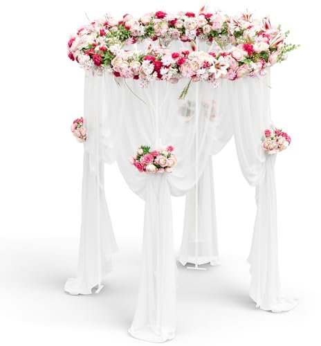 UOMIO White Wedding Arch, Round Metal Flower Arch Backdrop Stand 230cm H x 150cm W, Minimalist Garden Arch for Ceremonies, Romantic Party & Event Decor, Easy Assembly