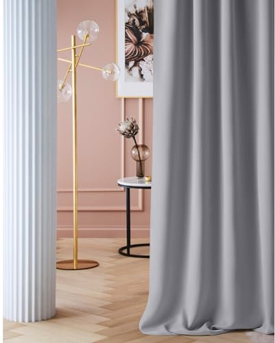 room99 Vorhang mit Kräuselband Laurel 180 x 260 cm Breite x Höhe Verdunkelung Blickdicht Schiebegardinen Curtain Wohnzimmer Schlafzimmer für Schienensystem Hellgrau, 1 Stück