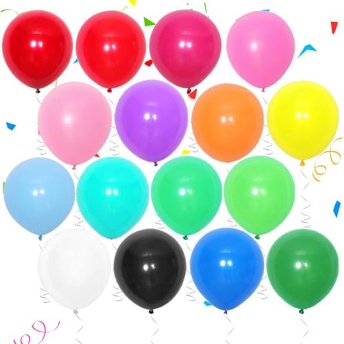 Mehrfarbige Luftballons Bunt Helium 30cm, 100 Stück Partyballon Luftballons für Ballongirlande Geburtstagsdeko, Hochzeitsdeko, Babypartydekoration