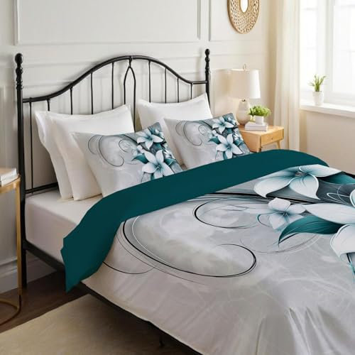 ZISTRCBAO Bettwäsche Bettbezug 230 * 220cm Mikrofaser Bettbezug Bettwäsche Sets Plastik Blumen Einfach 80 * 80cm Kissenbezug,Bettdeckenbezug Reißverschluss