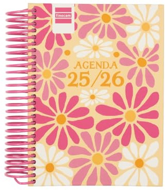 Finocam - Diva-Kalender 2025/2026, 1 Tag pro Seite, September 2025 - Juni 2026 (Lehrjahr), Juli und August als Übersicht, portugiesische Feder