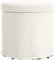 HOMCOM 40cm Round Storage Ottoman, Corduroy Footstool with Removable Lid and Legs, Vanity Stool for Living Room, Bedroom, Beige