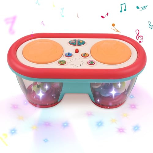 Eryue Percussion Instrument Elektrische Musik Drum Farbe CE Night Light Drum Projector Geburtstagsgeschenke Musikinstrumente mit Rotierenden Lichtern und Klängen Multifunktional