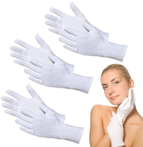 3 Paar Weiße Handschuhe Baumwolle, Stoff Handschuhe Weiss, Waschbares Und Dehnbares Tuch Für Mehrzweck, Care Baumwollhandschuhe, Bequem Und Atmungsaktiv, Für Hautpflege, Schmuck Untersuchen, Usw
