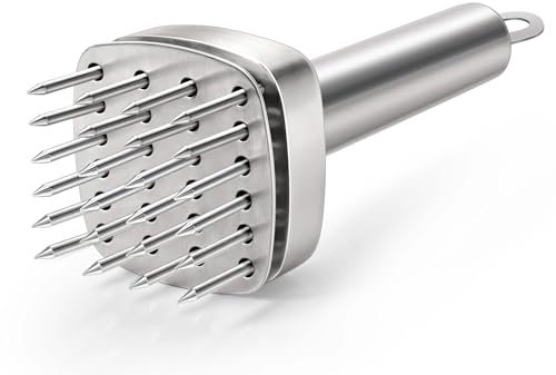 Werwing 304 Stainless Steel Meat Tenderizer – 24-Needle Meat Marinating Tool with Spring Action for Steak, Chicken & Pork – Heavy Duty Steak Tenderizer & BBQ Essential