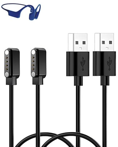 2-Pack Charging Cable for SHOKZ OpenSwim Swimming MP3 Headphones,Open-Ear Bone Conduction Headset,Magnetic Adsorption Charging USB Cable,Portable Quick Charge,Sturdy and Durable,Black
