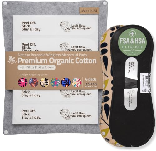 High-Absorbency Organic Viscose Reusable Incontinence Pads, 6 Pack (L+XL)