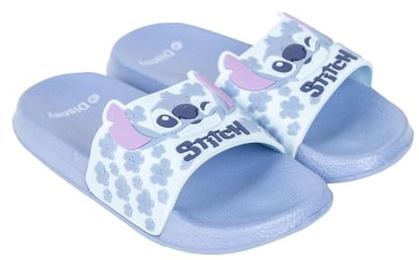 Disney Lilo und Stitch Badeschuhe für Mädchen, Badelatschen, Hellblau, Zehentrenner, Badeschlappen, super soft leicht (Blau, EU Schuhgrößensystem, Jugendliche, Damen, Numerisch (von/bis), M, 34, 35)