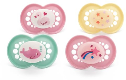 MAM Original Day & Night Dummies, 6-18M, 4 Pack, Orthodontic, Pink