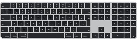 Apple Magic Keyboard mit Numeric Keypad (Wireless, Rechargable) (QWERTZ German) Space Grau with Schwarz keys (Generalüberholt)