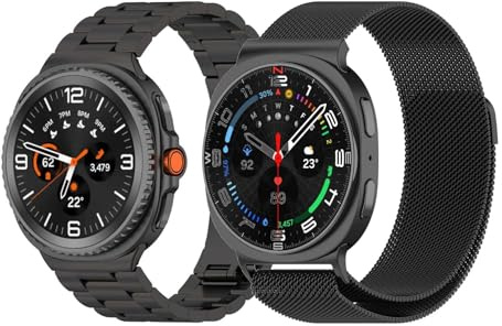Cinturino di ricambio per Samsung Galaxy Watch 8, 44 mm, 40 mm, in acciaio inox e metallo, regolabile, morbido, traspirante, chiusura magnetica, per Galaxy Watch 8 Smartwatch, Metallo