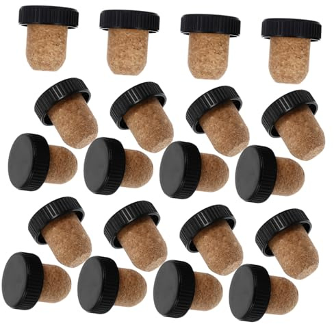 Cabilock 30pcs Wood Wine Bottle Cork Stoppers Reusable T Shape Natural Wood Bottle Plugs for Wine Beer Glass Craft Sealing and Party Decoration