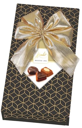 Chocolats Belges Hamlet avec Nœud Doré, Coffret Cadeau 100 g, Véritable Chocolat Belge de Luxe, Idéal pour Offrir ou Déguster