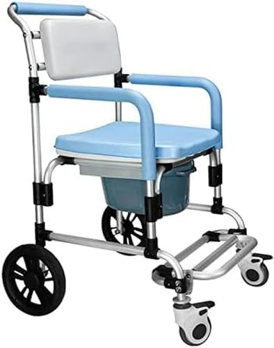 Duschstuhl mit Rollen und Bremsen - 4-in-1 Toilettenstuhl - Stabile Konstruktion - 158.8 kg Kapazität - Bequem für den Heimgebrauch