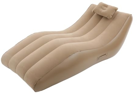 PurpleMinder Aufblasbare Liege mit elektrischer Pumpe & Kissen - XXL Gartenliege 180x80cm, 220lbs Tragkraft für Camping, Balkon & Strand, faltbar & leicht