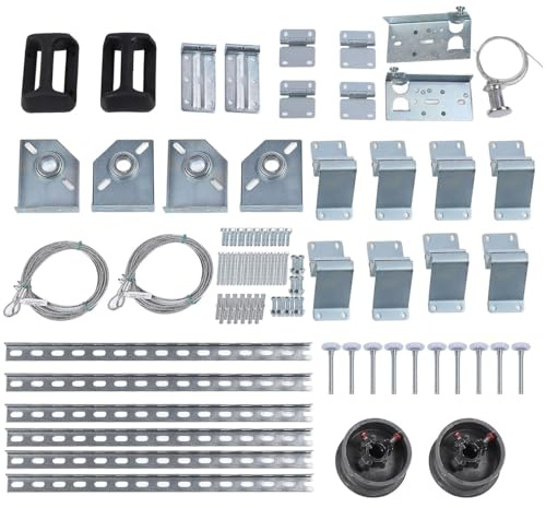 Garage Door Tune Up Kit, Edelstahl Garage Door Roller Hinge Set, Verstellbare Halterung mit Premium Silent Wheels und Drahtseil, Universelles Garage Door Hardware Tune Up Tool für