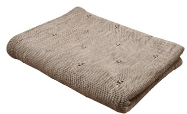 Blätterschming Merino Babydecke, 100% Wolle, Handgemacht, Nachhaltige Winterdecke für Neugeborene, Kuscheldecke, Geschenk zur Geburt & Taufe, Kinderwagendecke (Sand)