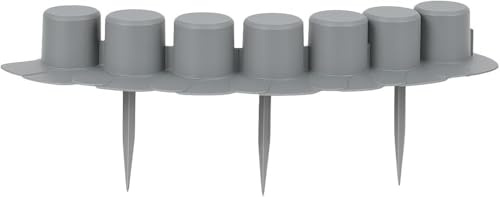 BirnePower Garten Palisade 4,05 m Grau (8 Module) – Rasenkante aus PP Kunststoff, Beeteinfassung mit Mähkante, Flexible Beetumrandung (Sichtbare Höhe 6 cm), Wetterfest & Schlagfest (Palisade 7)