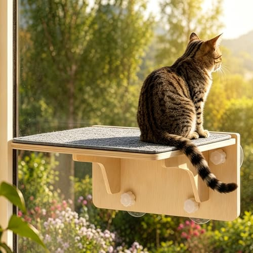 Gatos Ventana Espacio (hasta 16 kg), 2 en 1 para pared y vidrio, pared de escalada para gatos con base de fieltro lavable y extraíble, tumbona para gatos, ventana, cama colgante ventana con ventosa