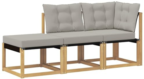 vidaXL Sectional Sofa Einheiten mit Kissen 3 Stück Weiß, Akazienholz Balkonmöbel, modernes, Robustes Lounge-Set für vielseitige Garten-Nutzung, wetterfest und schick