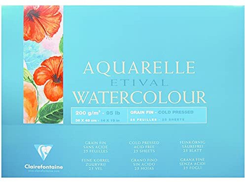 Clairefontaine 96457C Malblock 36x48cm 25 Blatt Aquarellpapier 200g Weiß