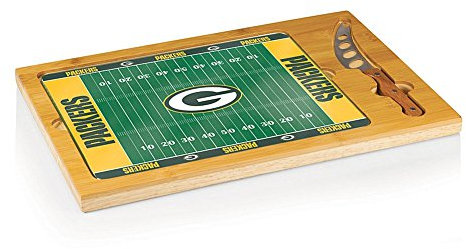 PICNIC TIME unisex adult & NFL Icon Glass Top Cutting Board Knife Set, Natural Wood
