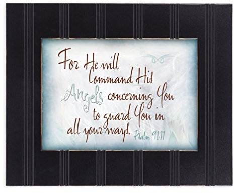 Wandschild Angels Guard You, Psalm 91:11, 20,3 x 25,4 cm, Schwarz