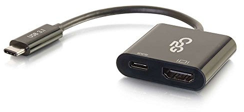 C2G USB-C Male to HDMI Female & USB-C Female Charging Adapter Dongle Black