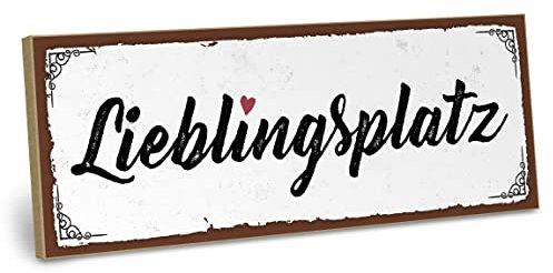 ARTFAVES® Wandbild Holzschild mit Spruch - LIEBLINGSPLATZ - Türschild Retro Vintage Deko Bild Geschenk - Zuhause
