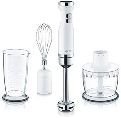 GRAEF Mixeur plongeant HB501EU blanc, 800W, 4 lames inox, turbo, réglage continu, anti-éclaboussures, boîtier plastique, régulateur Clic-Clic