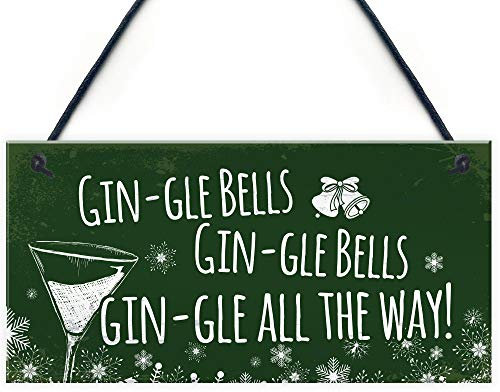 RED OCEAN Funny Gin Sign Hanging Plaque Christmas Decoration Xmas Friendship Alcohol Gift