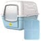 CAT CENTRE Blue Large Litter Tray Hooded Toilet Kittens Cats Charcoal Filter Flap Door Scoop Enclosed High-Sided Loo Box with Mat Bundle