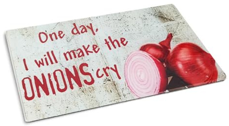 Novelty Printed Funny Chopping Board One Day I Will Make The Onions Cry Gift for Kitchen Lovers 20cm x 28cm