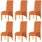 LANSHENG Stretchy XL Stuhlbezüge für Esszimmerstühle, Stretch Spandex mit Gummiband Stuhlbezug,Velvet Large Dining Chair Schonbezüge für Restaurant Hotel Party Bankett (Orange,6er Set (Groß))
