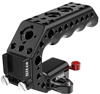 Nitze Top Handle Griff, NATO Top Handle mit QR NATO Clamp, NATO Rail und Cold Shoe Adapter für Universal Camera Rig Kamerakäfig (Lil Stinger Handle)– PA28M-AK