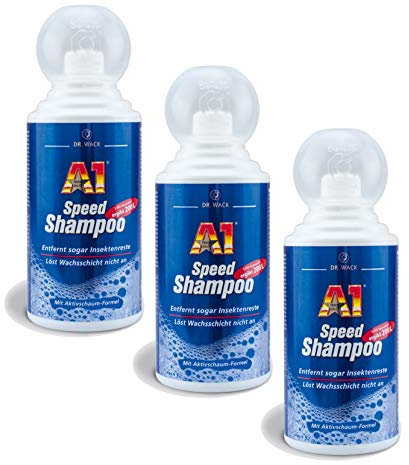 ILODA 3X 500ml Dr. Wack A1 Speed Shampoo, Autoshampoo Konzentrat, Autowaschmittel mit Aktivschaum biologisch abbaubar, löst schonend auch Insektenreste und Bienenkot