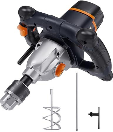 MAXXT Mixer 13A Single Paddle Concrete Mortar Mixer, 5/8 Keyed Chuck, Soft Start, Come w/100mm Large Spiral Mixing Paddle