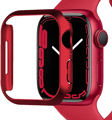Miimall Custodia per Apple Watch Serie 9/8/7 45mm, Case Protettiva in PC Rigido, Custodia Sottile e Antiurto Senza Protettore dello Schermo, Cover Protettiva per iWatch 45mm Serie 9/8/7, Rosso