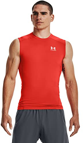 Under Armour Men's Size HeatGear Compression Sleeveless T-Shirt, (860) Dark Orange / / White, 4X-Large Tall