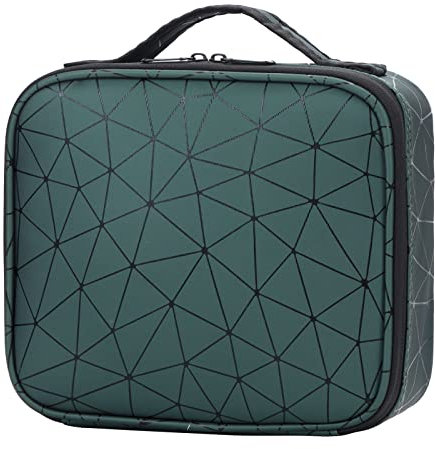 Makeup Bag Travel Cosmetic Vanity Case, Professional Beauty Organiser Box Storage for Makeup Brushes Tools, with Removable Compartment for Artist, Green