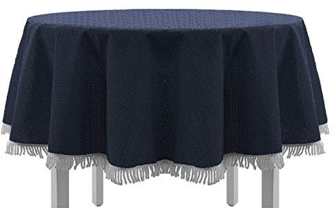 DILUMA | Gartentischdecke Rund 130 cm Blau | Tischdecke für Indoor & Outdoor, Garten, Terrasse, Balkon | Wetterfest, Leicht Abwaschbar, Rutschhemmend