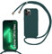 MBSLFY Silikon Handykette für iPhone 13 Pro Max Hülle mit Band,Silikon Necklace Handyhülle mit Abnehmbar Kordel zum Umhängen Stossfest Bumper Handy Schutzhülle für iPhone 13 Pro Max, Dunkel grün