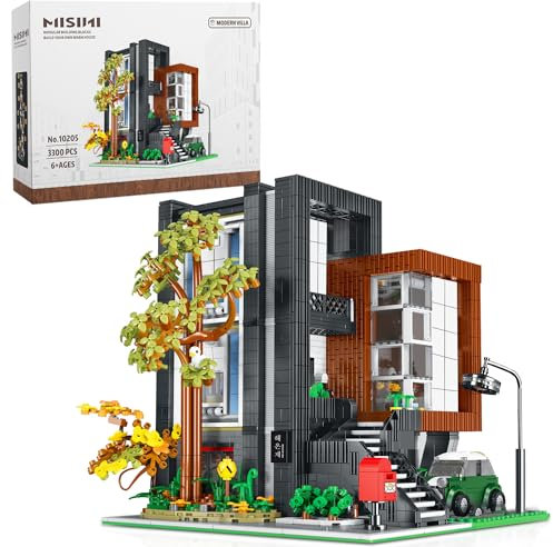 MISINI Klemmbausteine 10205 HEA-On-Jea Modern Villa Modell Bausatz, 3300 Teile groß MOC Modular Buildings, Street View House Bausatz für Kinder und Erwachsene