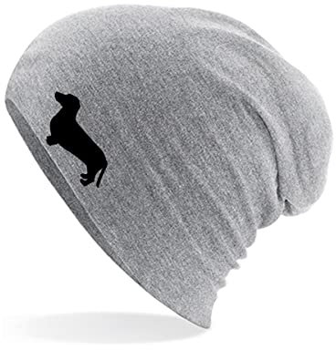 Huuraa Mütze Dackel Silhouette Geschenk Heather Grey Dackel Accessoire